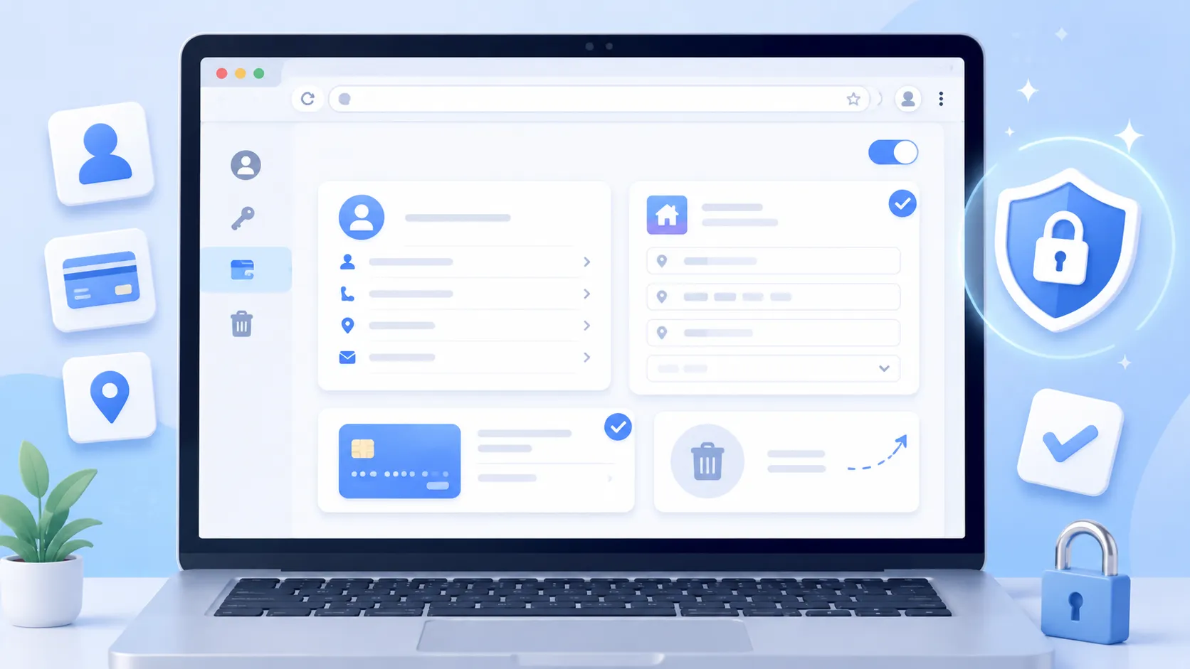 Chromeの自動入力設定を見直して個人情報を守るイメージ