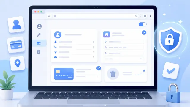 Chromeの自動入力を確認・削除して住所や支払い方法を見直すイメージ
