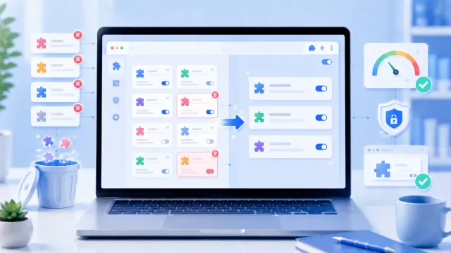 Chromeの拡張機能一覧で不要なものと権限を安全に見直すイメージ